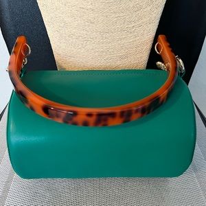 LELE SADOUGHI NWOT AUTHENTIC CHARLIE GREEN SOFT LEATHER BARREL BAG